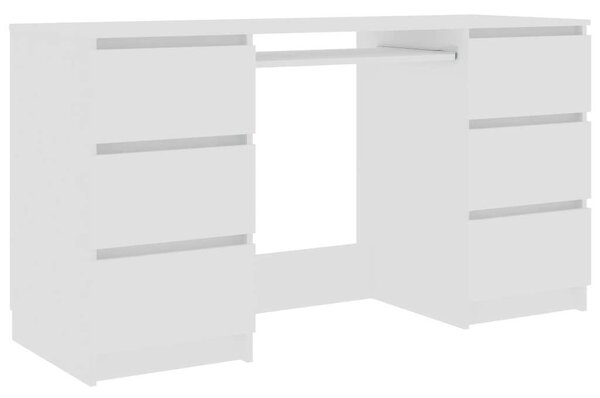 Modern Fehér Íróasztal - 6 Fiók - 140x50x77 cm