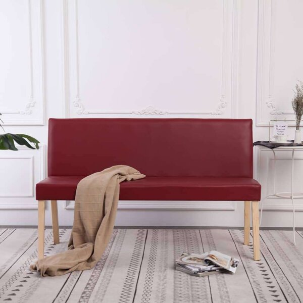 Modern Műbőr Pad - 140 cm - Vörösbor