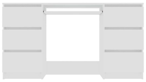 Modern Fehér Íróasztal - 6 Fiók - 140x50x77 cm