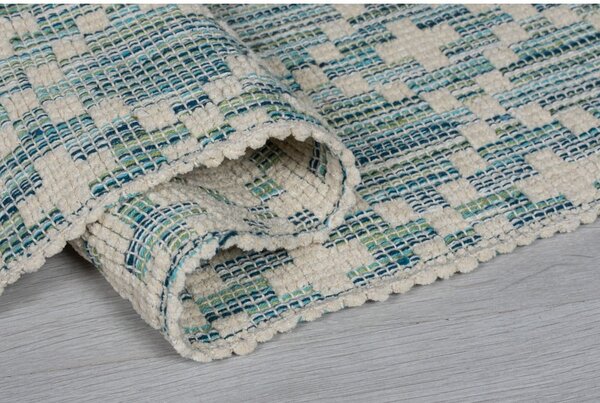 Leela bézs-kék pamut futószőnyeg, 60 x 200 cm - Flair Rugs