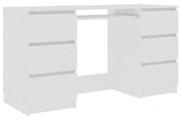 Modern Fehér Íróasztal - 6 Fiók - 140x50x77 cm