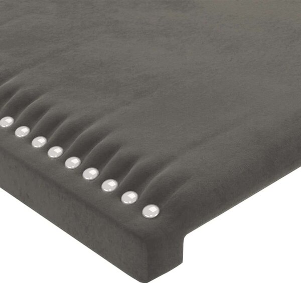 Sötétszürke bársony led-es fejtámla 147x16x118/128 cm
