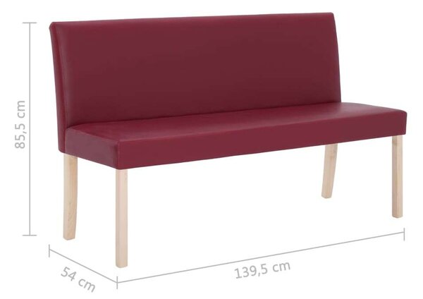 Modern Műbőr Pad - 140 cm - Vörösbor