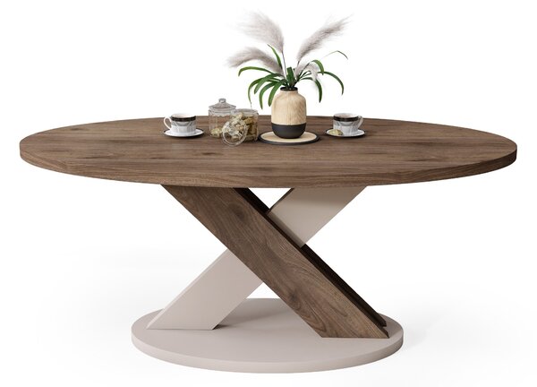 Mazzoni LOXA ovális dohányzóasztal Elegant Dió / Taupe Bézs - DOHÁNYZÓASZTAL 120x65 cm