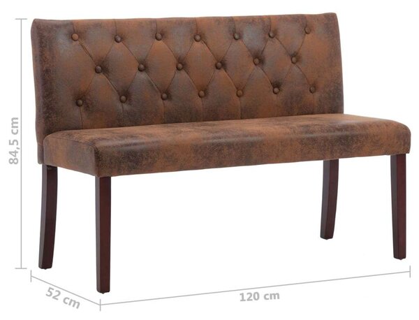 Retro Barna Művelúr Pad - 120 cm
