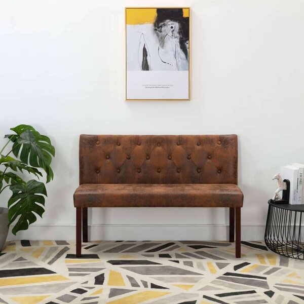 Retro Barna Művelúr Pad - 120 cm