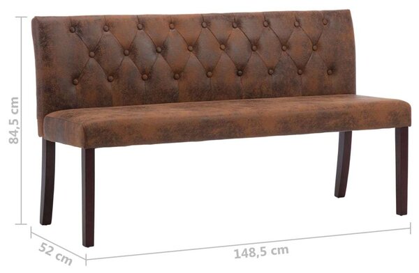 VidaXL barna művelúr pad 148,5 cm