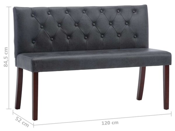Modern Szürke Művelúr Pad - 120 cm