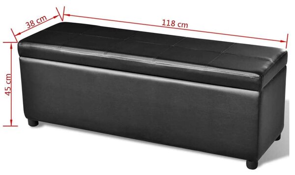 Fekete Tárolós Pad - 116cm