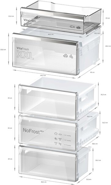 Bosch KGN39LBCF Alulfagyasztós hűtőszekrény, 363L, M: 203, NoFrost, C energiaosztály