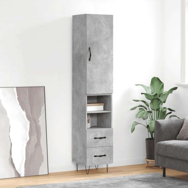 VidaXL Magas Szekrény - Beton Szürke - 34,5x34x180 cm