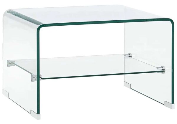 Modern Üveg Dohányzóasztal Polccal - 50x45x33 cm