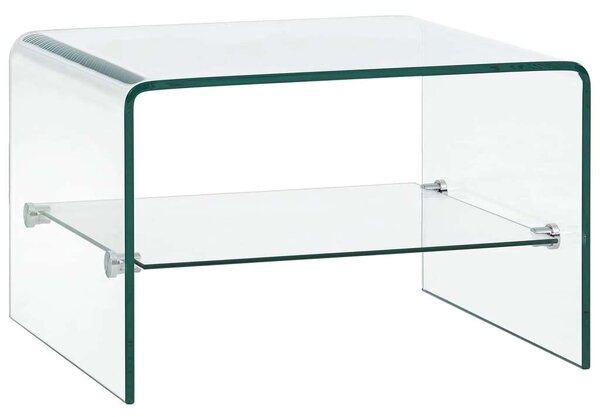 Modern Üveg Dohányzóasztal Polccal - 50x45x33 cm