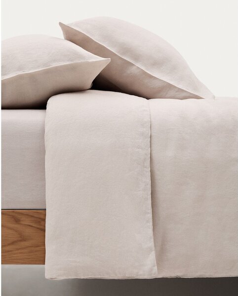 Szürkésbézs kétszemélyes hosszabbított lenkeverék ágyneműhuzat 240x220 cm Simmel – Kave Home