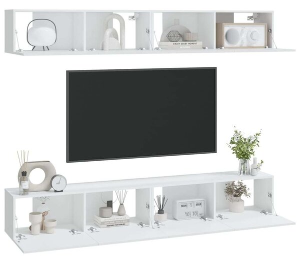 4 db Fehér Fali TV Szekrény - 100x30x30 cm