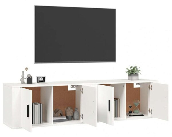 Modern Falra Szerelhető TV Szekrény Szett - Fehér - 160cm