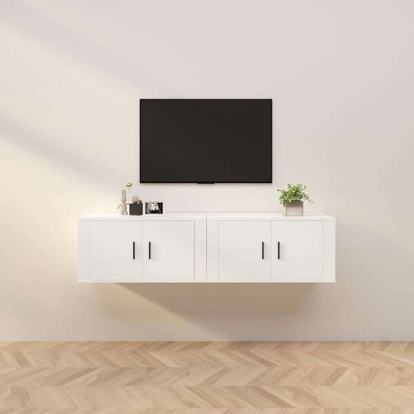 Modern Falra Szerelhető TV Szekrény Szett - Fehér - 160cm