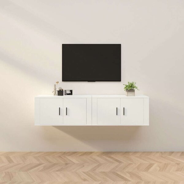 Modern Falra Szerelhető TV Szekrény Szett - Fehér - 160cm