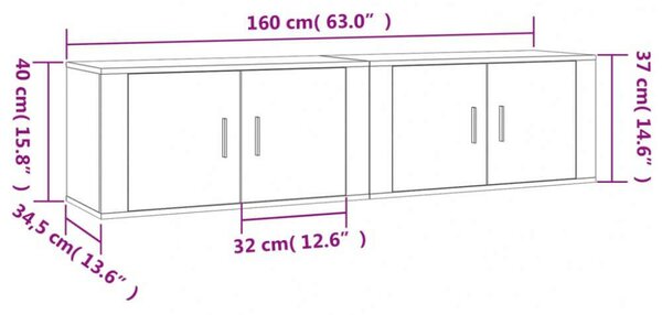 Modern Falra Szerelhető TV Szekrény Szett - Fehér - 160cm