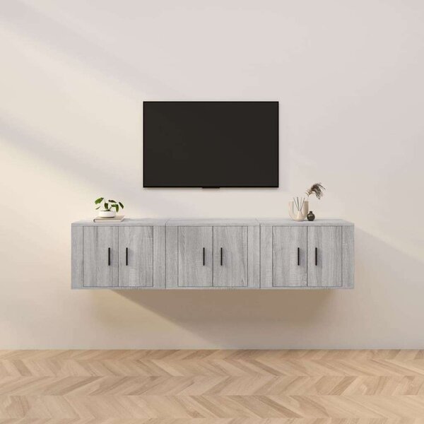 3 db Falra Szerelhető TV Szekrény - Sonoma Szürke - 57x34,5x40 cm