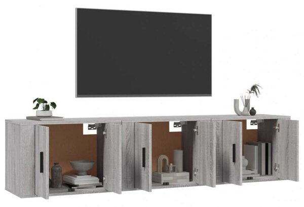 3 db Falra Szerelhető TV Szekrény - Sonoma Szürke - 57x34,5x40 cm