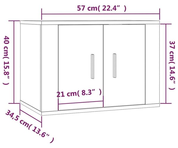 3 db Falra Szerelhető TV Szekrény - Sonoma Szürke - 57x34,5x40 cm
