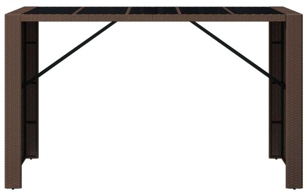 Barna polyrattan kerti asztal üveglappal 185 x 80 x 110 cm