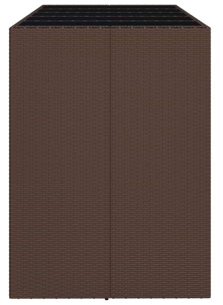 Barna polyrattan kerti asztal üveglappal 185 x 80 x 110 cm