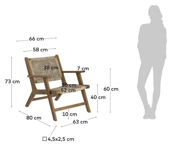 Natúr színű tömörfa kerti fotel Geralda – Kave Home