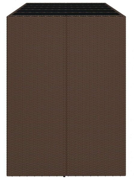 Barna polyrattan kerti asztal üveglappal 185 x 80 x 110 cm