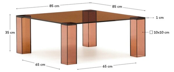 Barna üveg dohányzóasztal 85x85 cm Adularia – Kave Home