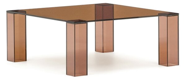 Barna üveg dohányzóasztal 85x85 cm Adularia – Kave Home