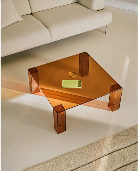Barna üveg dohányzóasztal 85x85 cm Adularia – Kave Home