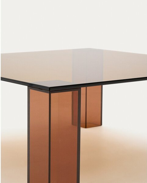 Barna üveg dohányzóasztal 85x85 cm Adularia – Kave Home