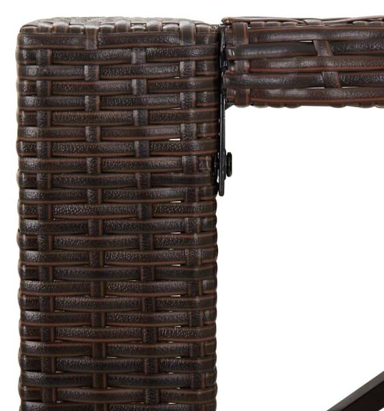Barna polyrattan kerti asztal üveglappal 105 x 80 x 110 cm