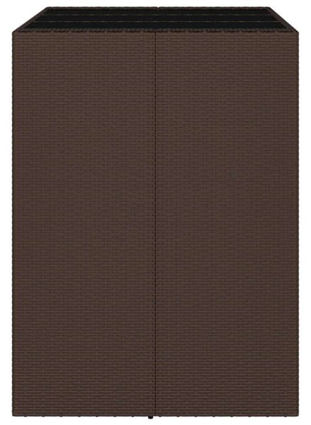 Barna polyrattan kerti asztal üveglappal 105 x 80 x 110 cm