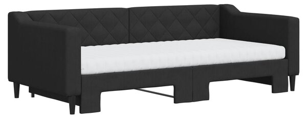 VidaXL fekete kihúzható szövet heverő matracokkal 90 x 190 cm