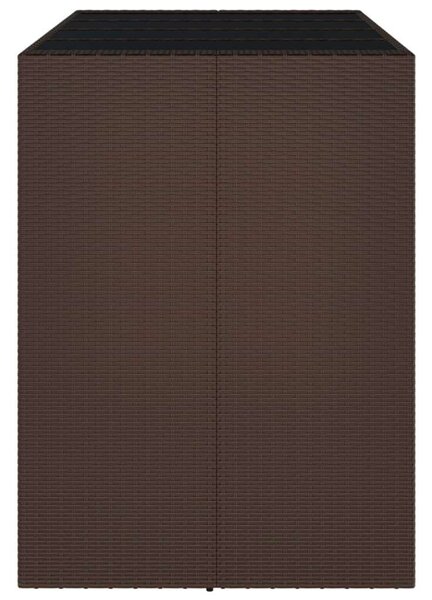 Barna polyrattan kerti asztal üveglappal 145 x 80 x 110 cm