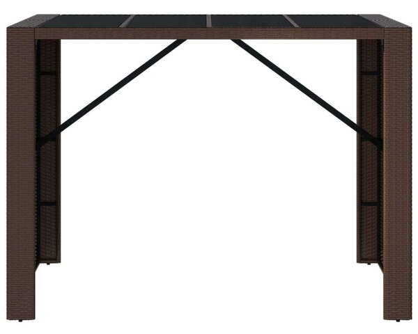 Barna polyrattan kerti asztal üveglappal 145 x 80 x 110 cm