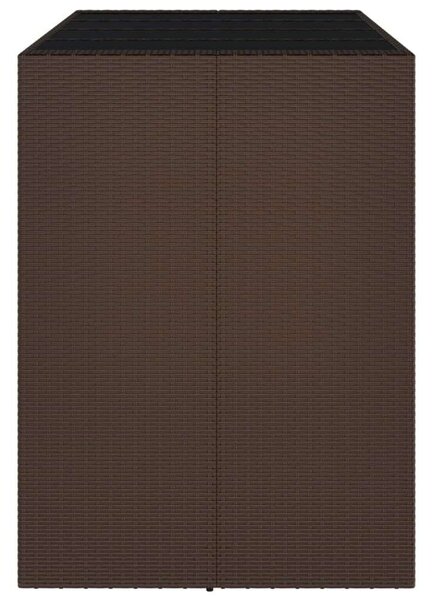 Barna polyrattan kerti asztal üveglappal 145 x 80 x 110 cm