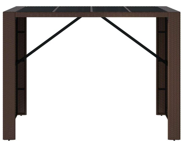 Barna polyrattan kerti asztal üveglappal 145 x 80 x 110 cm