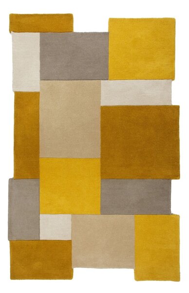 Collage sárga-bézs gyapjú szőnyeg, 150 x 240 cm - Flair Rugs