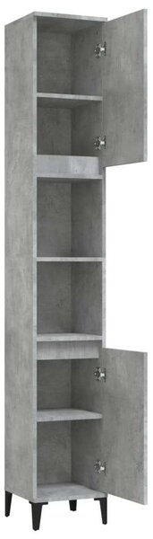 Betonszürke szerelt fa fürdőszobaszekrény 30 x 30 x 190 cm