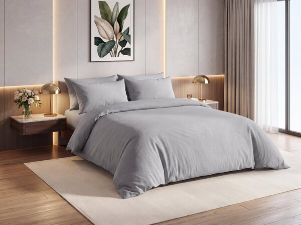 Krepp ágynemű DENYX BLEND szürke, hotelszárny Ágyneműhuzat mérete: 70 x 90 cm | 140 x 200 cm
