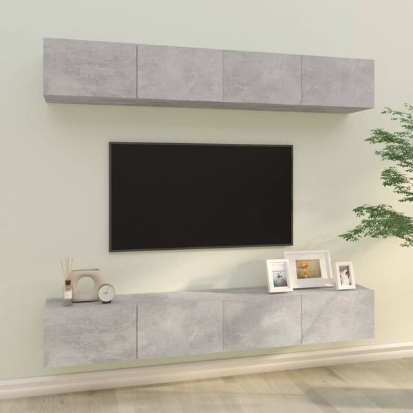 4 db Falra Szerelhető TV Szekrény - Betonszürke - 100x30x30 cm