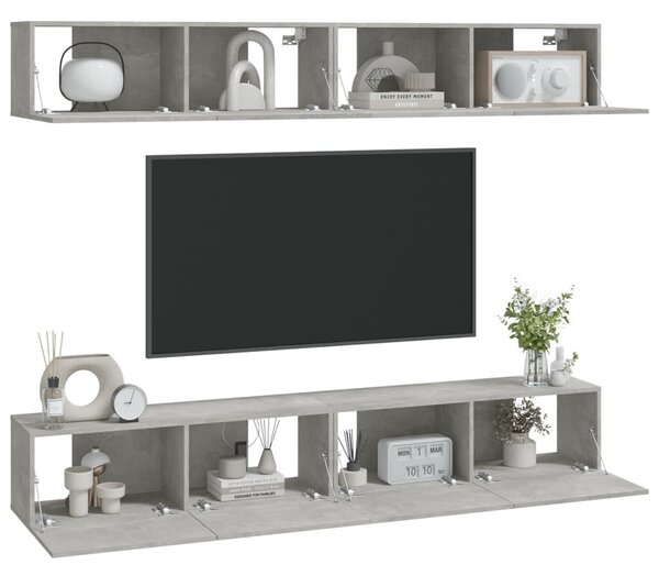 4 db Falra Szerelhető TV Szekrény - Betonszürke - 100x30x30 cm