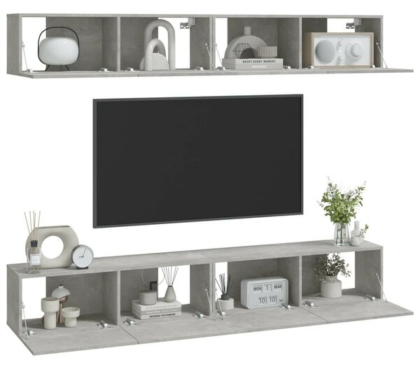 4 db Falra Szerelhető TV Szekrény - Betonszürke - 100x30x30 cm