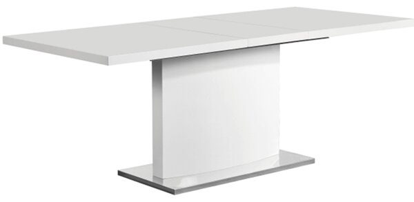 KONDELA étkezőasztal , fehér színű HG, 160-200x90 cm, KORINTOS