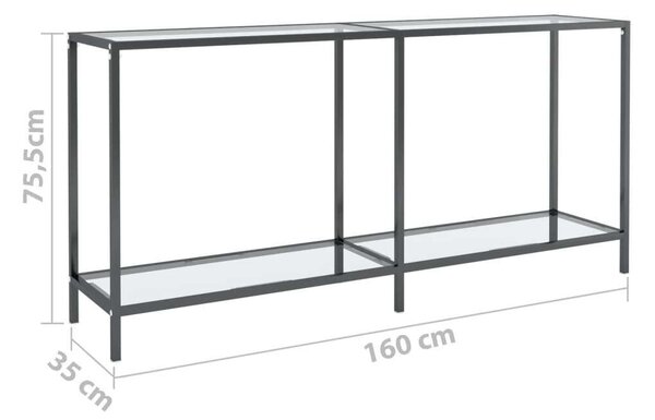 Modern Tálalóasztal - Üveg és Fém - 160x35x75,5 cm