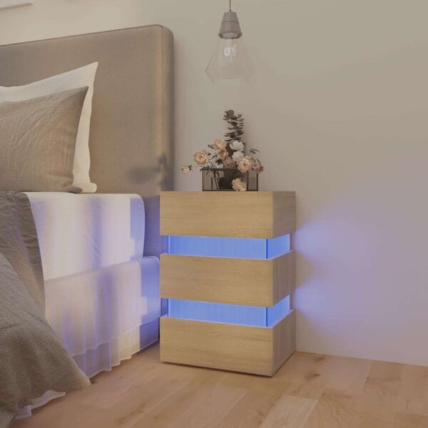 LED Éjjeliszekrény - Sonoma Tölgy - 45x35x67 cm